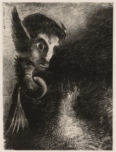 A Kiméra félelemmel nézett mindenre az éjszakából alkotó: Odilon Redon