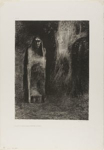 Az ember egyedül volt az éjszakai tájon, az Éjszakából alkotó: Odilon Redon