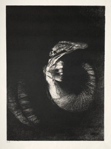 Szent Antal megkísértése Első sorozat: Rózsákkal koszorúzott koponya..., 1888. alkotó: Odilon Redon