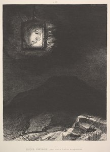 Az űrben felfüggesztett fej homályos csillogása, 1891. alkotó: Odilon Redon