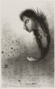 Ekkor megjelenik egy egyedülálló lény, akinek egy ember feje van a hal testén, 10/5. tábla alkotó: Odilon Redon