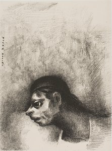 A fal repedésén keresztül egy halálfej vetült ki, az esküdtből alkotó: Odilon Redon