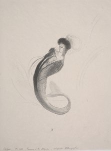Toquet és sellőfarkot viselő nő alkotó: Odilon Redon