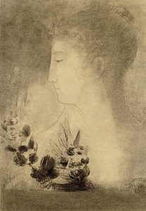 Nő profilban babérkoszorúval; Babérkoszorús nő profilja, alkotó: Odilon Redon