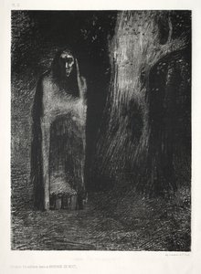 Az éjszaka: Az ember egyedül volt éjszakai tájon, 1886. alkotó: Odilon Redon Lemercier and Cie.