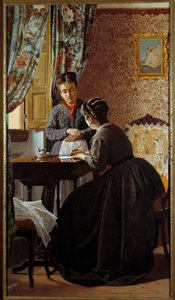 Az analfabéta vagy a nő levelet ír szobalányának Odoardo Borrani festménye (1834-1905) 1869 Magángyűjtemény