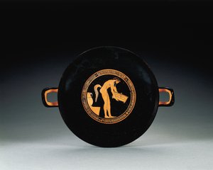 Padlás vörös alakos kylix, Kr.e. 470 körül alkotó: Oedipus Painter
