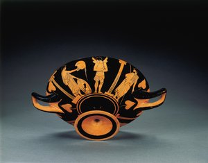 Padlás vörös alakos kylix, Kr.e. 470 körül alkotó: Oedipus Painter