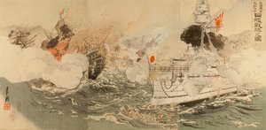 Kínai-japán háború: a japán haditengerészet győzelme Takushan mellett alkotó: Ogata Gekko
