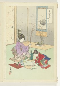 A szépségek és a virágok összehasonlítása Bijin hana kurabe (cím a tárgyon) alkotó: Ogata Gekko