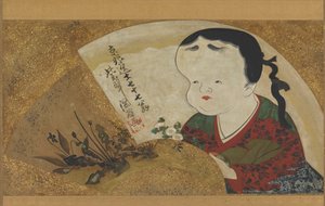 Uzume Okame és virágok, 18-19. század.