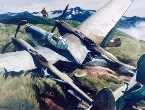 „Crash Landing, Aleutians”, 1943 alkotó: Ogden Minton Pleissner