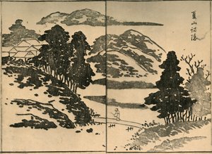 Táj hídon átmenő alakkal, 1809, 1924. alkotó: Ogura Tokei