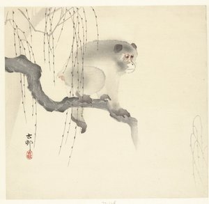 Majom a fa ágán alkotó: Ohara Koson