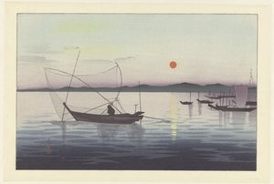 Halászhajók naplementekor alkotó: Ohara Koson