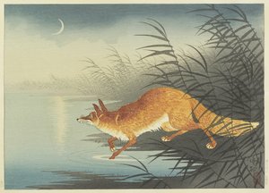 Fox by the Moonlit Water, 1930-as évek (színes fanyomat)