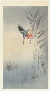 Jégmadár halra vadászik alkotó: Ohara Koson