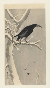 Varjú a havas fa ágán. alkotó: Ohara Koson