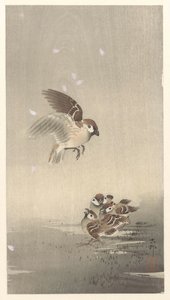 Gyűrűs veréb fiúval alkotó: Ohara Koson