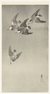 Seregély az esőben alkotó: Ohara Koson