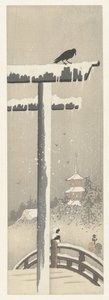 Torii a hóban alkotó: Ohara Koson