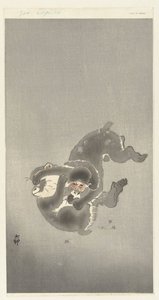 Két játszó majom alkotó: Ohara Koson