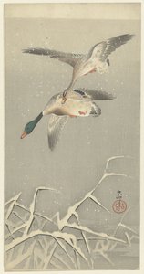 Két vadkacsa repül alkotó: Ohara Koson