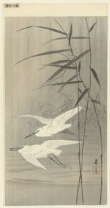Két kócsag repül alkotó: Ohara Koson