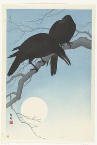 Two crows on a branch alkotó: Ohara Koson
