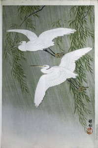 Két gém szabadon repül, 1907 (színes fametszet) alkotó: Ohara Koson