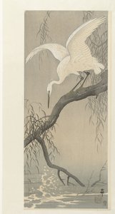 Fehér gém a fa ágán alkotó: Ohara Koson