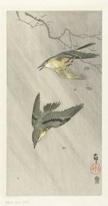 Énekes madarak az esőben alkotó: Ohara Koson