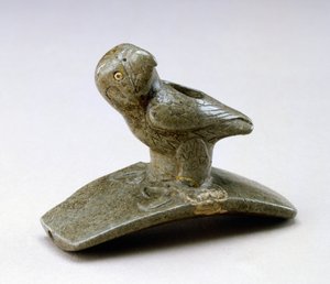 Sólyom képmás pipa, Kr.e. 200- Kr.u. 100 (pipakő és folyami gyöngy) alkotó: Ohio Hopewell culture