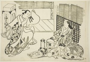 Mindenféle háztartási cikk (Chodo zukushi), a "Híres jelenetek a japán bábjátékokból (Yamato irotake)" sorozatból alkotó: Okumura Masanobu