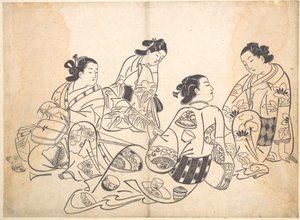 Négy nő csoportja alkotó: Okumura Masanobu