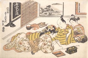 Tányér az Erotikus Könyvből Festett színű halmok: Mintakönyv a Boudoir S...-hez, kb. 1736-44. alkotó: Okumura Masanobu