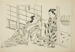 A Sakaki fejezet a "The Tale of Genji"-ből (Genji Sakaki), Genji paródiák sorozatából alkotó: Okumura Masanobu