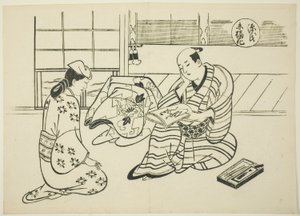 A Suetsumuhana fejezet a "The Tale of Genji"-ből (Genji Suetsumuhana), Genji paródiák sorozatából alkotó: Okumura Masanobu
