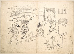 Veréb után futó nő alkotó: Okumura Masanobu
