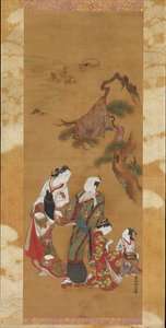 Yukihira és két Brinemaids Sumában, 18. század. alkotó: Okumura Masanobu