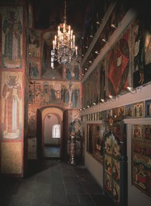 Belső ikonosztázzal a moszkvai Kreml Szent Robe templomában, 1627 alkotó: Old Russian Architecture