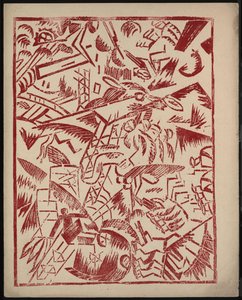 Illusztráció Aleksey Kruchenykh A háború című könyvéhez, 1916 alkotó: Olga Rozanova