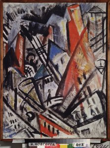 Város. Olga Vladimirovna Rozanova (1886-1918) festménye, olaj, vászon