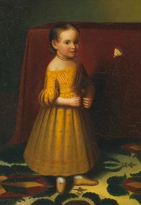 Egy fiatal lány portréja rózsával és pillangóval, kb. 1838. alkotó: Oliver Tarbell Eddy