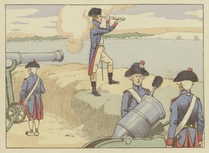Napóleon 1785-ben hadnagyként Valence-ben tüzérségi gyakorlatokat nézett alkotó: Onfray de Breville Job
