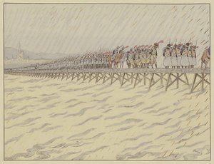 Napóleon és serege átkel a Rajnán Kehlben, 1805. október 1-jén alkotó: Onfray de Breville Job