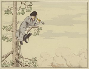 Napóleon egy fa tetejéről nézi az aspern-esslingi csatát Lobau szigetén, 1809. május 22. alkotó: Onfray de Breville Job