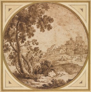 Táj épületekkel és alakokkal, 1600-as évek második fele.