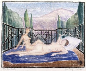 The Sun Bath (színes fatömb nyomat) alkotó: Ora Inge Maxim