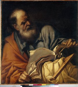 Szent Tamás apostol. (Szent Tamás apostol). Orazio Borgianni (1578-1616) festménye, olaj, vászon, olasz művészet (Róma)